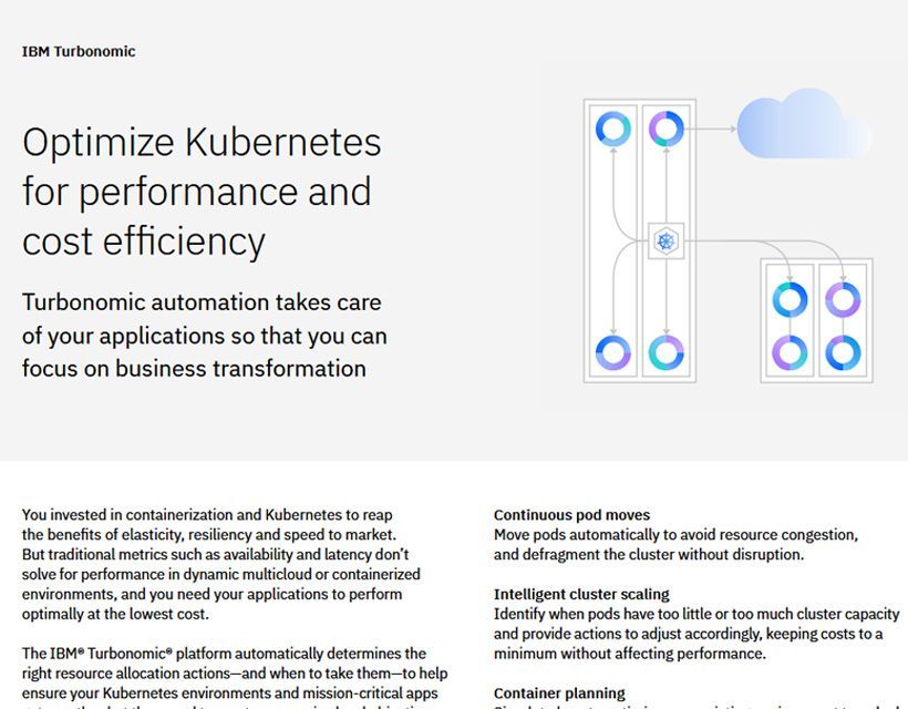 IBM Turbonomic Kubernetes optimization one-pager