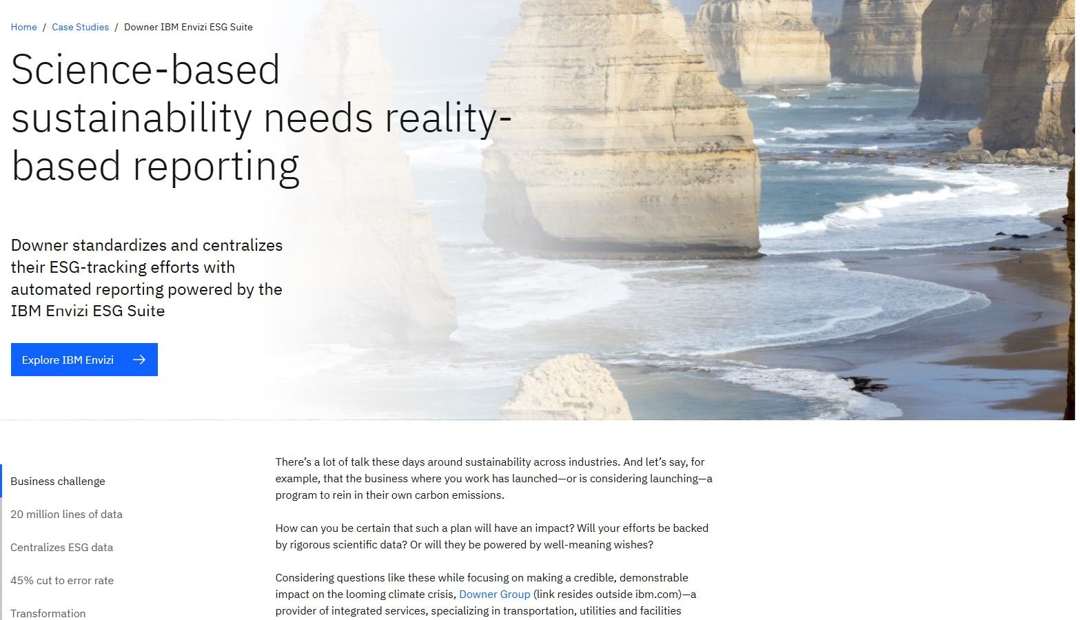 Downer Group using IBM Envizi for ESG data management and decarbonization reporting