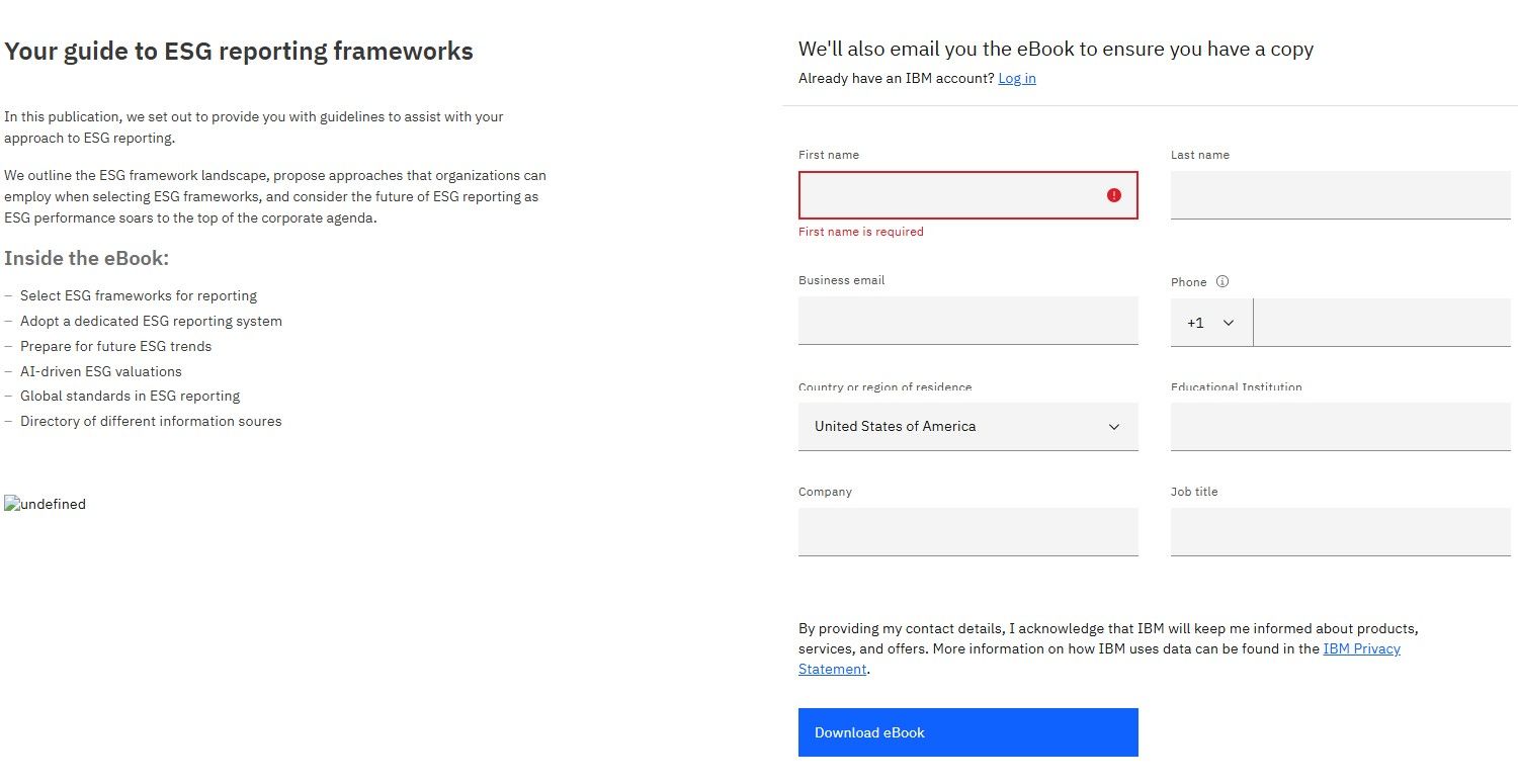 IBM Envizi sustainability reporting eBook guide covering ESG disclosure frameworks