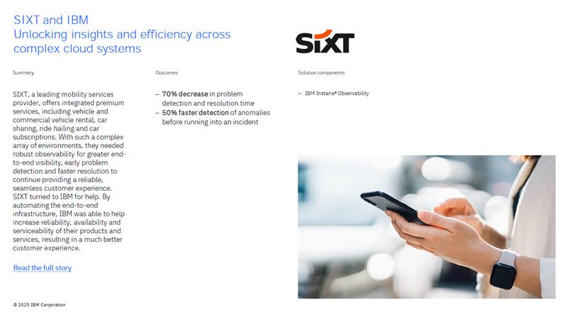 SIXT achieved 70% decrease in problem detection and resolution time with IBM Instana