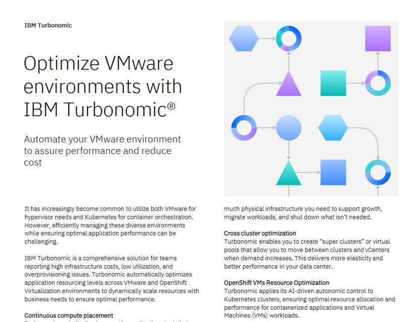 IBM Turbonomic VMware resource optimization one-pager